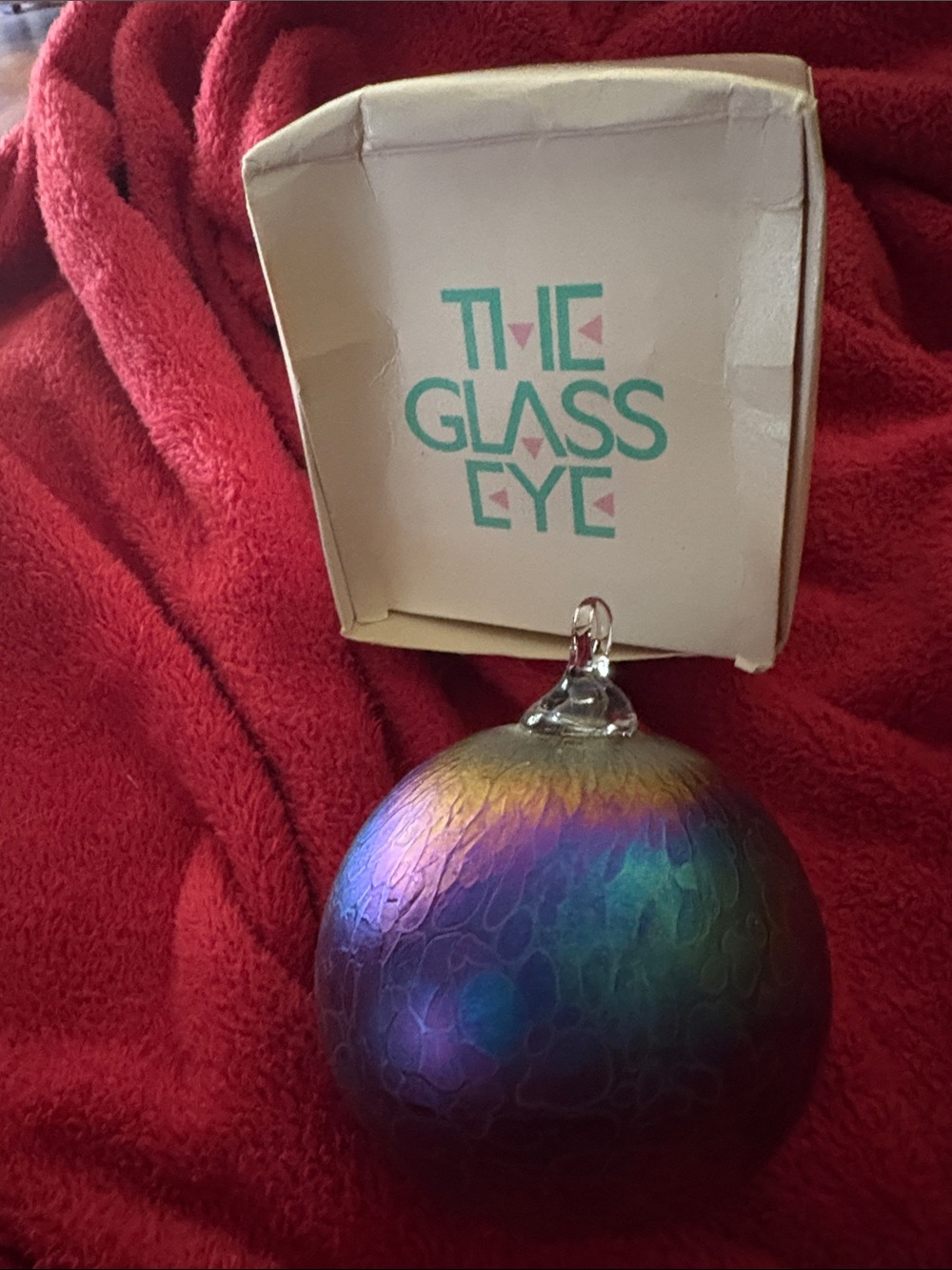 Glass Eye Iridescent Rainbow Glass Holiday Ornament